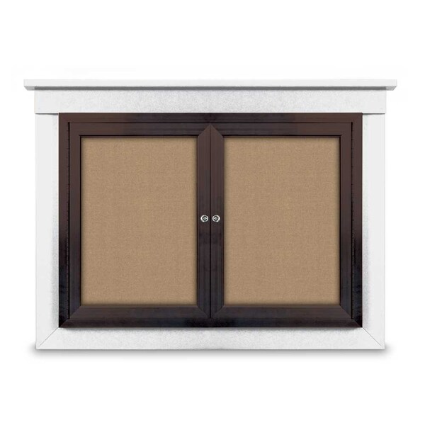 48"x36" 2-Door Enclosed Letterboard, Blue Vinyl/Walnut
